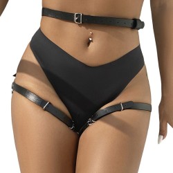 harnais de taille et de jambes en cuir noir taille unique