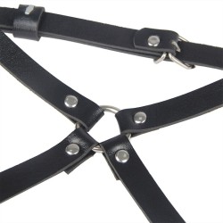 harnais de taille et de jambes en cuir noir taille unique