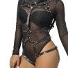 harnais corps sangles ajustables cuir noir taille unique