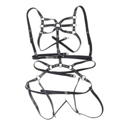 harnais corps sangles ajustables cuir noir taille unique