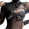 harnais poitrine en cuir noir taille unique