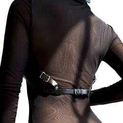 harnais poitrine en cuir noir taille unique