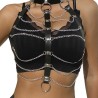 harnais poitrine chaîne s en cuir noir taille unique