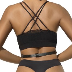 harnais poitrine chaîne s en cuir noir taille unique