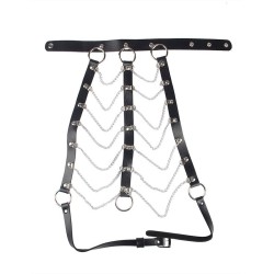 harnais poitrine chaîne s en cuir noir taille unique