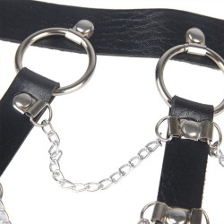 harnais poitrine chaîne s en cuir noir taille unique