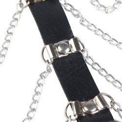 harnais poitrine chaîne s en cuir noir taille unique