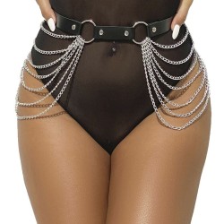 chaîne cuir ceinture noire taille unique