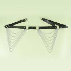 chaîne cuir ceinture noire taille unique