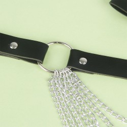 chaîne cuir ceinture noire taille unique