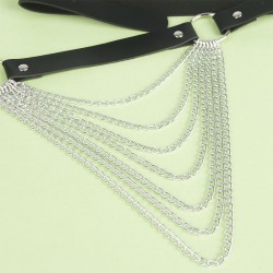 chaîne cuir ceinture noire taille unique