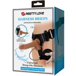 slip harnais universel avec gode vibrant et squirting 15,5 cm mulato