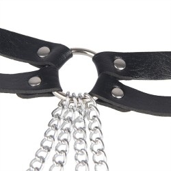 chaine bague cuir ceinture noir taille unique