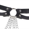 chaine bague cuir ceinture noir taille unique