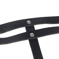 chaine bague cuir ceinture noir taille unique