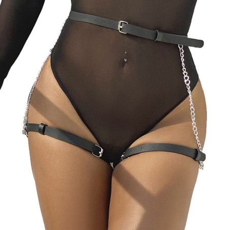 harnais ceinture cuir noir taille unique