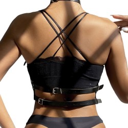 harnais poitrine anneau cuir noir taille unique