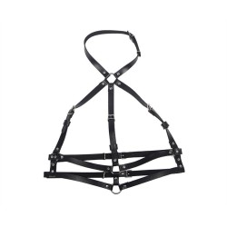 harnais poitrine anneau cuir noir taille unique