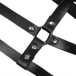 harnais poitrine anneau cuir noir taille unique