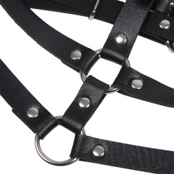harnais poitrine anneau cuir noir taille unique