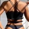 harnais poitrine anneau cuir noir taille unique