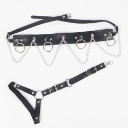 harnais ceinture et jarretières avec anneaux et chaîne détail taille unique