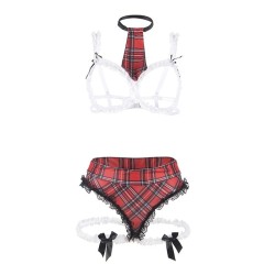 costume d'écolière sexy avec soutien-gorge l-xl