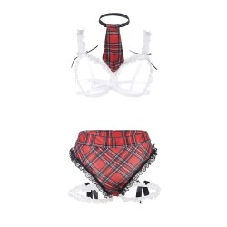 costume d'écolière sexy avec soutien-gorge l-xl
