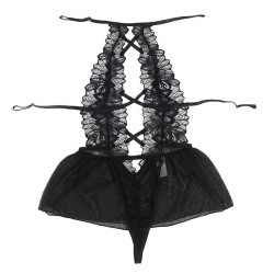 teddy halter neck dos nu dentelle noir s-m