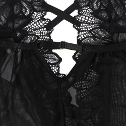 teddy halter neck dos nu dentelle noir s-m
