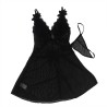 tissu tulle babydoll avec dentelle et détail fleur noir l-xl