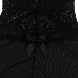 tissu tulle babydoll avec dentelle et détail fleur noir l-xl