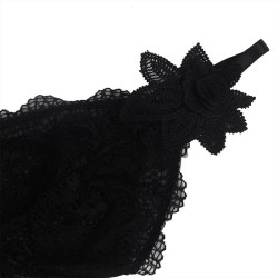 tissu tulle babydoll avec dentelle et détail fleur noir l-xl