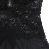 tissu tulle babydoll avec dentelle et détail fleur noir l-xl