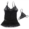 babydoll  bretelles réglables et dentelle transparente imprimé floral noir s-m