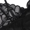 babydoll  bretelles réglables et dentelle transparente imprimé floral noir s-m