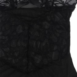 babydoll  bretelles réglables et dentelle transparente imprimé floral noir s-m