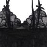 babydoll  bretelles réglables et dentelle transparente imprimé fleuri noir l-xl