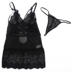 babydoll  bretelles en dentelle réglables noir l-xl