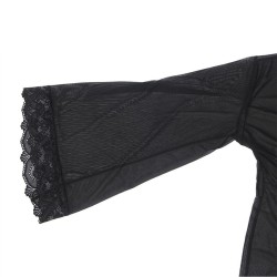 robe en tissu transparent avec détail dentelle noir s-m