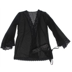 robe en tissu transparent avec détail dentelle noir l-xl