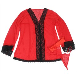 robe en tissu transparent détail dentelle rouge s-m