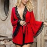 robe en tissu transparent détail dentelle rouge s-m