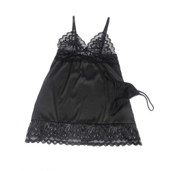 babydoll avec poitrine imprimé fleuri noir l-xl