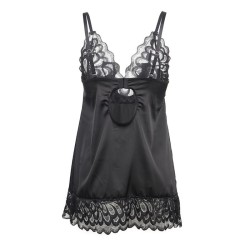 babydoll avec poitrine imprimé fleuri noir l-xl