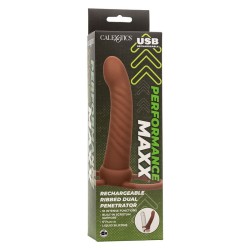 maxx ribbed double pénétrateur 10 vibrations marron
