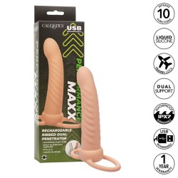 maxx double pénétrateur nervuré 10 vibrations flesh