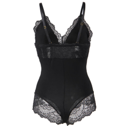teddy détail dentelle florale noir l-xl