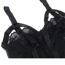 teddy avec jarretière détail poitrine noir l-xl