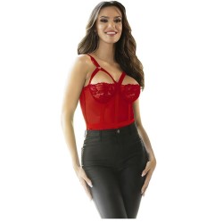 teddy avec jarretière détail poitrine rouge s-m